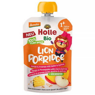 Holle Mousse in Tube Bio, Löwe, Mango und Ananas + Hafer und Quinoa, ab 1 Jahr, 110 g