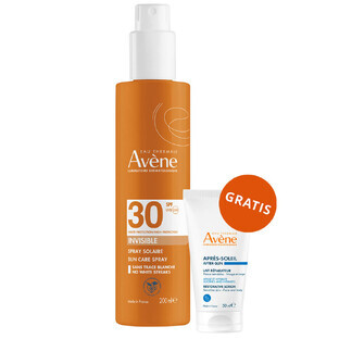 Avene Sun, protezione solare alta, spray, SPF 30, 200 ml + lozione doposole, per adulti e bambini da 2 anni, 50 ml in omaggio
