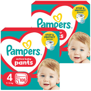Set Pampers Pants, pannolini, taglia 4, 9-15 kg, 2 x 108 pz.