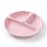 BabyOno, farfurie din silicon cu ventuză, roz, de la 6 luni, 1 buc.