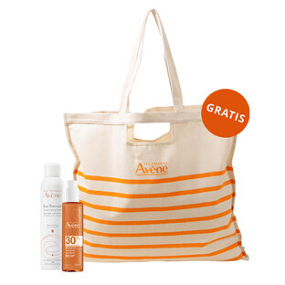 Avene Sun set, protecție solară ridicată, ulei, SPF 30, 200 ml + apă termală pentru față și corp, 300 ml + sac de plajă gratuit
