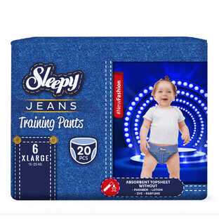 Pañales Jeans, No 6 X Grande, 15-25 kg, 20 piezas, Sleepy