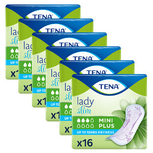 Set Tena Lady Slim, prosoape sanitare specializate, Mini Plus, 6 x 16 buc