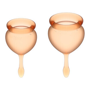Satisfyer Feel Good, Menstruationstasse, 15 ml + 20 ml, Orange, 2 Stück