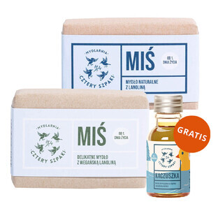 Set Four Spikes, săpun de lanolină din ziua 1, urs, 110g + săpun vegan de lanolină din ziua 1, urs, 110g + ulei de duckbill, 15ml gratuit