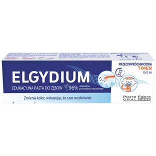 Elgydium Timer, dentifrice éducatif à couleurs changeantes, anti-caries, à partir de 3 ans, 50 ml