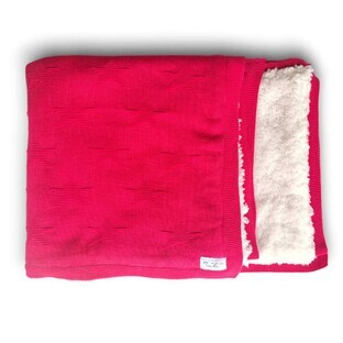Couverture double tricotée pour bébé, 80x100 cm, Framboise, Tuxi