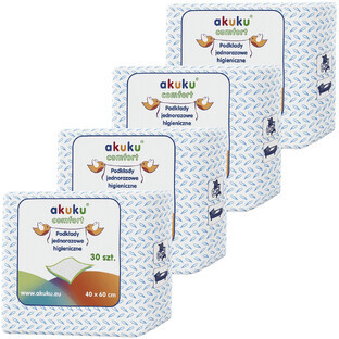 Set AKUKU, assorbenti igienici monouso, 40 x 60 cm, 4 x 30 pezzi
