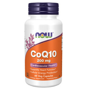 Now Foods CoQ1- 200 mg, coenzima Q10, 60 capsule vegane