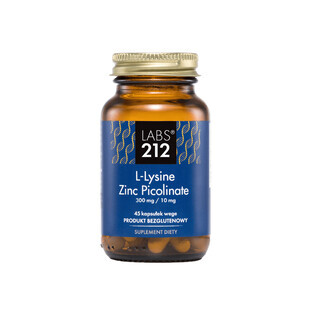 Labs212 L-Lysine Picolinate de Zinc, lysine + zinc, 45 gélules