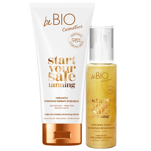 BeBIO Ewa Chodakowska Set, natürliche Bräunungslotion, 200 ml + natürliches Öl mit Goldpartikeln, 100 ml