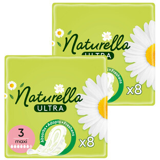 Naturella Ultra Set, Damenbinden mit Flügeln, Kamille, Maxi, 2 x 8 Stück