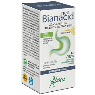 NeoBianacid, heartburn, reflux and digestive difficulties, lemon flavor, 14 lozenge tablets