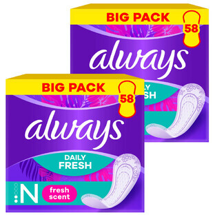 Set Always Dailies Fresh Protect, Damenbinden, Normal, 2 x 58 Stück