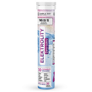 Simple Day Electrolytes, saveur baies des bois, 20 comprimés effervescents