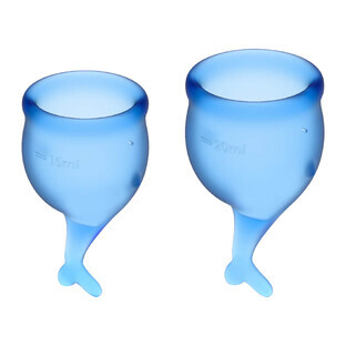 Satisfyer Feel Good, Menstruationstasse, 15 ml + 20 ml, Dunkelblau, 2 Stück