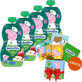 Set BoboVita Peppa Pig Mousse en tubo, manzana, después de 6 meses, 4 x 100 g + tarjetas de memoria, 24 gratis