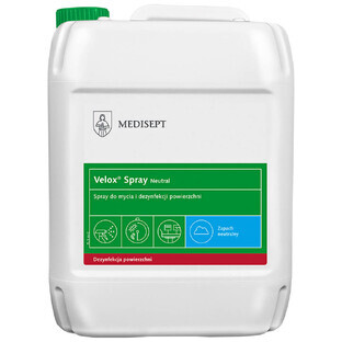 Medisept Velox Spray Neutro, spray para limpieza y desinfección de superficies, 5 L
