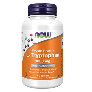 Now Foods L-Tryptophan 1000 mg, L-tryptophan, 60 tablets