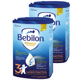 Set Bebilon Advance Pronutra 3 Junior, formulă nutritivă pe bază de lapte, după 1 an, 2 x 800 g