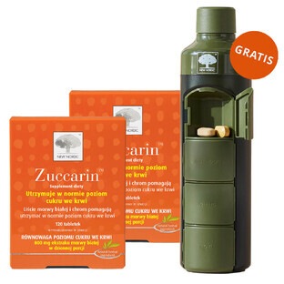 Zuccarin set, white mulberry, 2 x 120 tablets + bottle with medicine drawers free of charge