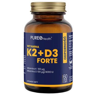Pureo Health Vitaminas K2+D3 Forte, 60 cápsulas