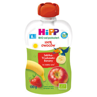 Mousse di frutta HiPP Bio, mela, fragola, banana, dopo 6 mesi, 100 g