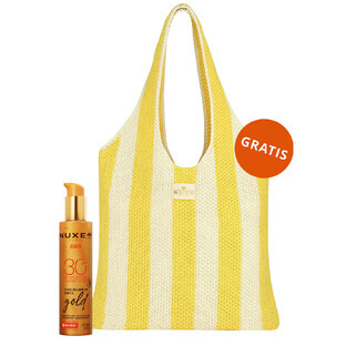 Nuxe Sun, verhelderende bruiningsolie voor gezicht en lichaam, spray, SPF 30, 150 ml + strandtas gratis
