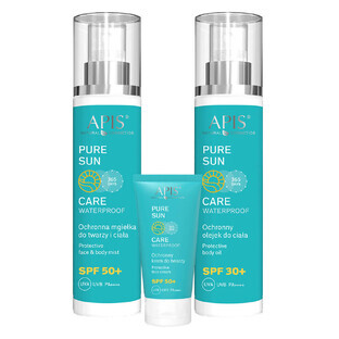 Apis Pure Sun Care set, bruma protectora facial y corporal, FPS 50, 150 ml + crema protectora facial, FPS 50, 50 ml + aceite corporal, FPS 30, 150 ml por 1 céntimo