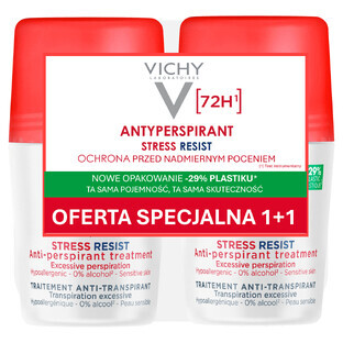 Vichy Stress Resist, roll-on antiperspirant, intensive treatment against perspiration, 72h, 2 x 50 ml