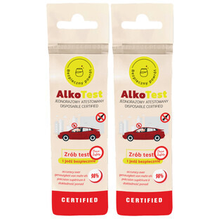 AlkoTest, disposable certified breath alcohol test, 2 pieces