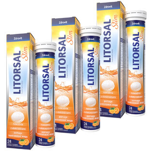 Set Zdrovit Litorsal Slim, Orangengeschmack, 3 x 24 Brausetabletten