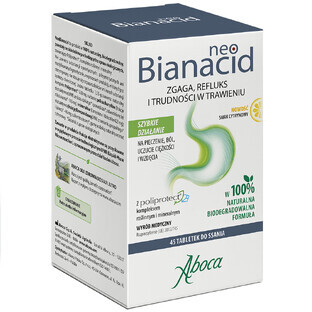 NeoBianacid, bruciore di stomaco, reflusso e difficoltà digestive, gusto limone, 45 pastiglie