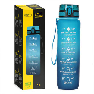 4Fizjo, tritan Trinkflasche, Motivations-Bidon, blau, 1 l