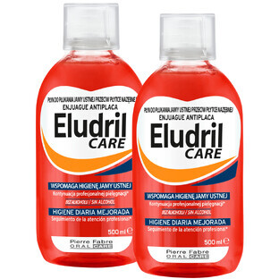 Set Eludril Care, enjuague bucal contra la placa, 2 x 500 ml