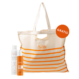 Avene Sun set, zeer hoge bescherming tegen de zon, spray, SPF 50+, 200 ml + thermaal water voor gezicht en lichaam, 300 ml + gratis strandtas