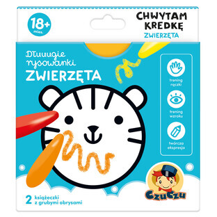 CzuCzu Long Drawing Books I Catch the Crayon Animals, 2 cărți pentru copii, de la 18 luni