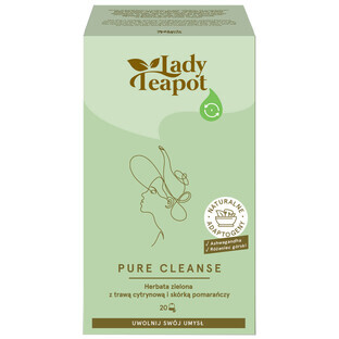 Lady Teapot Pure Cleanse, thé vert à la citronnelle, 20 sachets