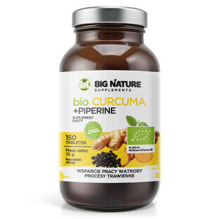 Big Nature Bio Curcuma + Piperine, 150 tabletten