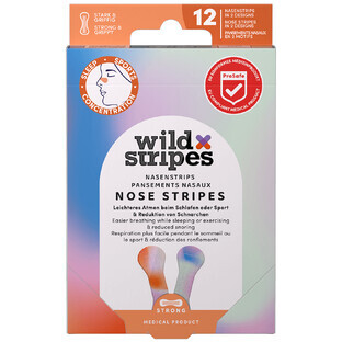 Plasturi pentru nas Wild Stripes Sunrise, plasture respirabil pentru nas, 12 bucăți