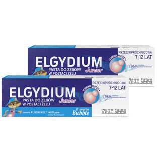 Elgydium Junior Bubble set, children's toothpaste, 7-12 years, 2 x 50 ml