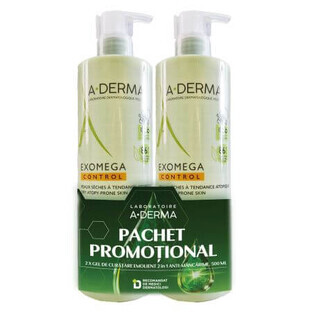 Exomega Control 2 in 1 verzachtende douchegel, 500+500 ml, A-Derma