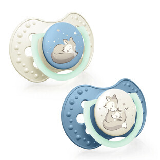 Lovi Night & Day, pacifier, silicone, dynamic, Boy, 0-6 months, 2 pieces