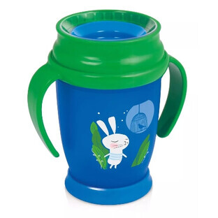 Taza Lovi 360 Junior con asas 12m+ azul-verde 250ml