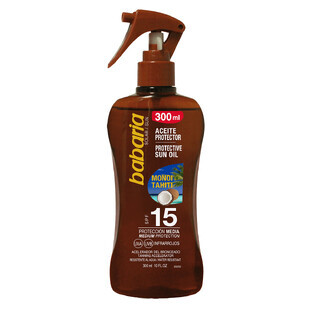 Huile solaire SPF15 et accélérateur de bronzage Monoi Tahiti, 300 ml, Babaria