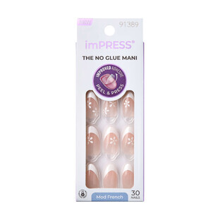 Uñas postizas imPRESS Mod French, Fearless, 1 set, Kiss