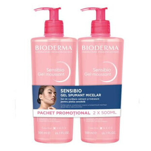 Gel espumoso calmante e hidratante Sensibio, 2 x 500 ml, Bioderma