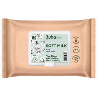 Luba Eco Family, papel higiénico humedecido, leche blanda, 50 unidades