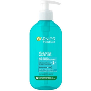 Garnier Skin-clear Daily, Gel antipoluare, îndepărtează punctele negre cu zinc și acid salicilic, curățare facială, 200ml