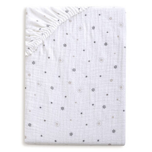 BabyMatex, drap de mousseline avec élastique 60 cm x 120 cm, design mousseline, blanc avec voitures
